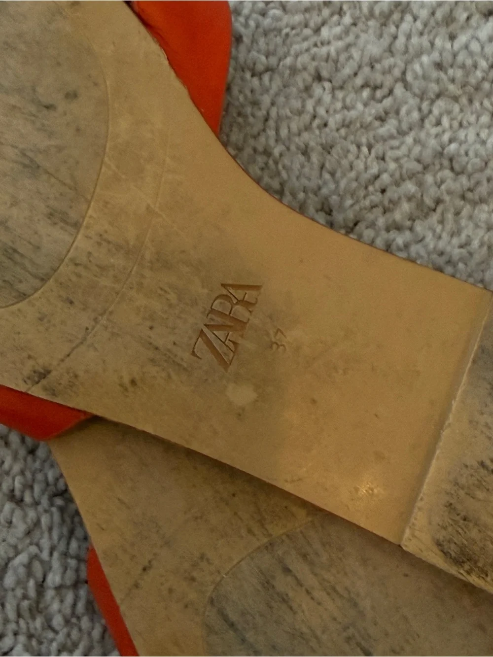 Zara SS22 Orange Crossed Leather Slides - Picture 4 of 4